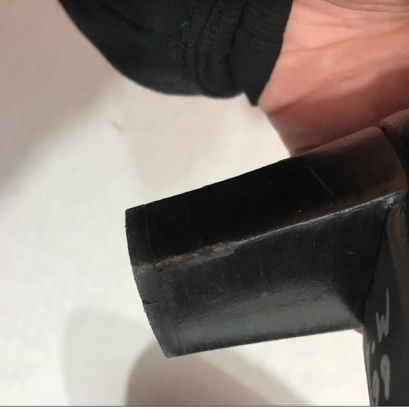 Stuart Weitzman Black Leather Square Toe Block Heel Pumps 10 - Picture 4 of 6